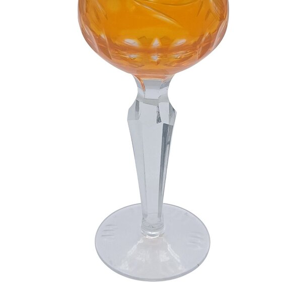 Lausitzer Grapes & Vines Cut To Clear Cordial Glasses Set Of 3 Emerald Green Ame - Picture 8 of 12